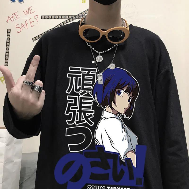 Anime and Happy Face Print Oversized Sweatshirt