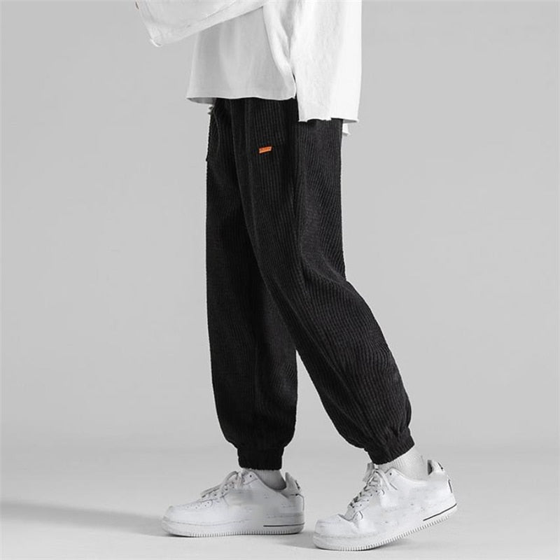 Corduroy Solid Color High Waist Sweatpants