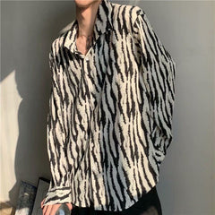Zebra Striped Oversized Long Sleeve Shirt