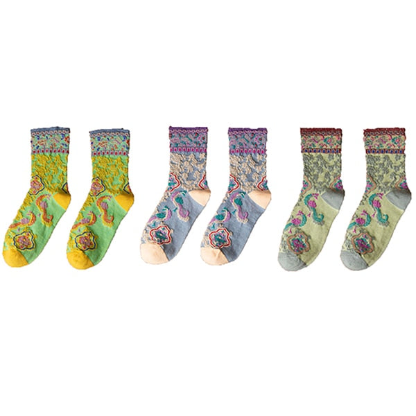 Embroidery Ethnic Flowers Socks