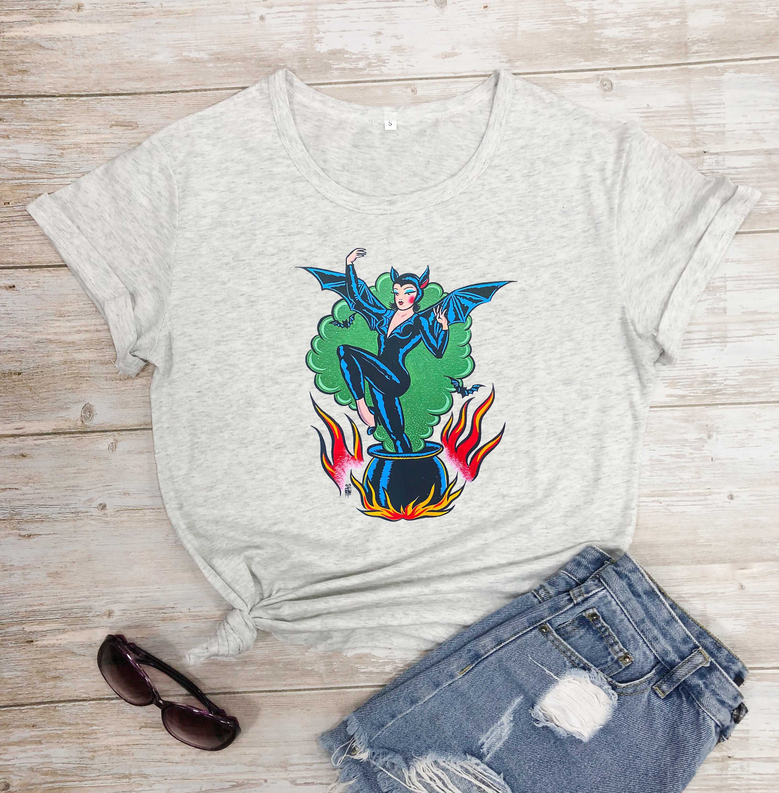 Gothic Bat Wings Witch T-Shirt