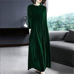 Winter Vintage Loose Velvet Long Dress