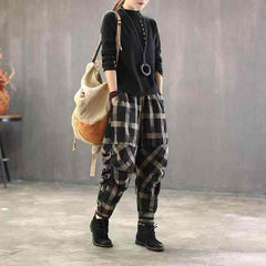 Vintage Checkered Pattern Pants