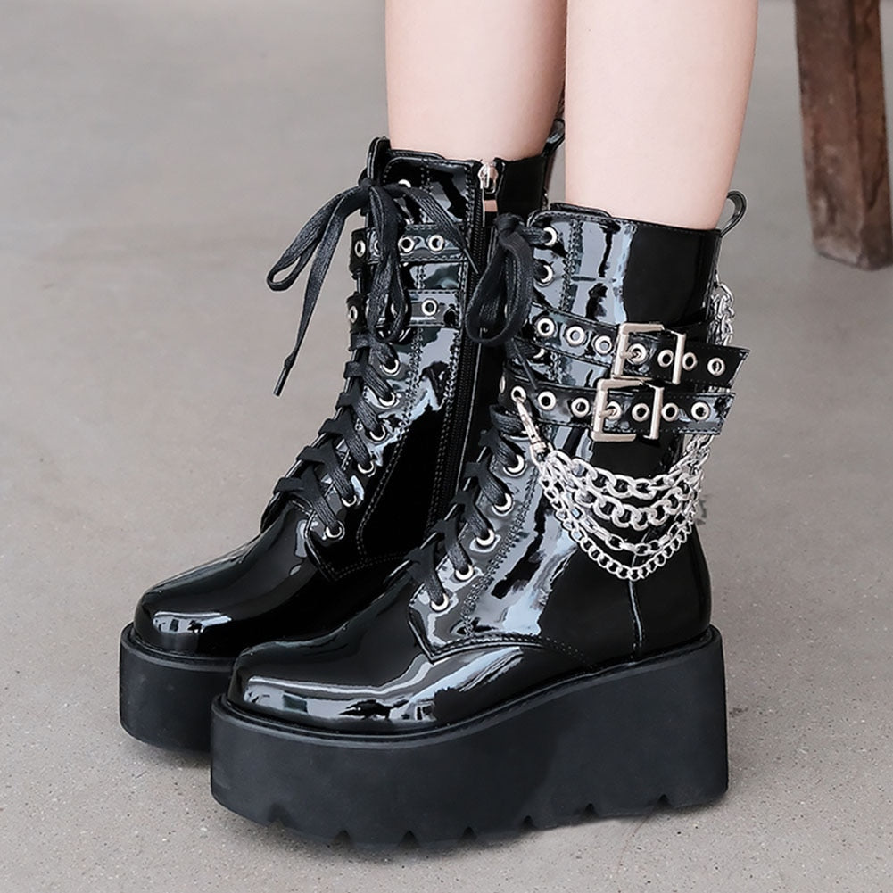 Motorcycle Square Heel Square Toe Ankle Boots