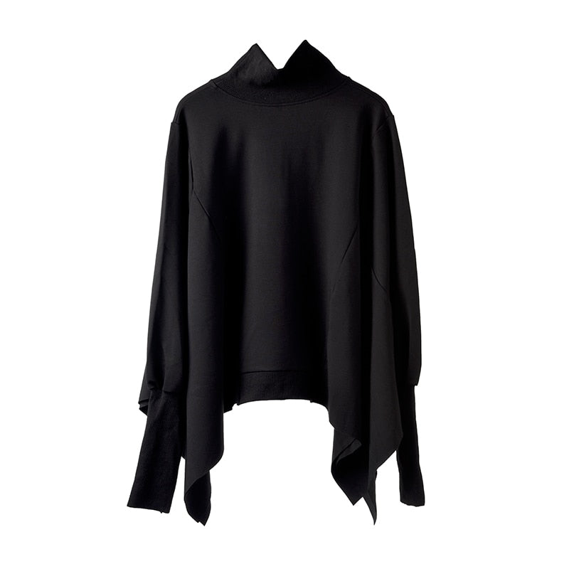 Loose Fit Black Oversize Back Long Sweatshirt