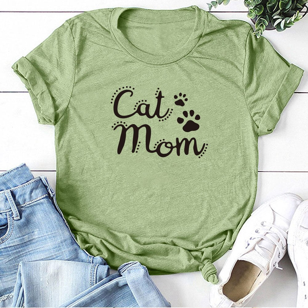 Cat Mom Printed T-Shirt