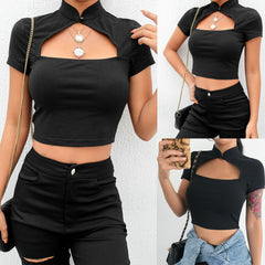 Hollow Sleeve Crop-Top