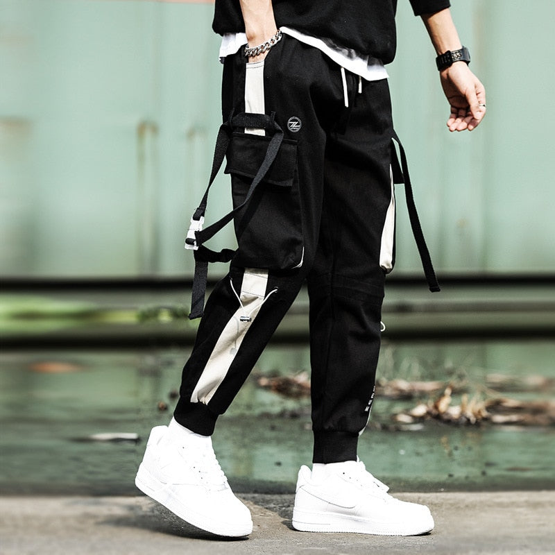 Black and White Loose Cargo Pants