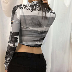 Metal Ring Hollow Out Mesh  Top