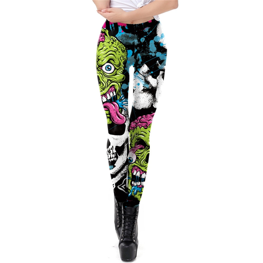 Gothic Skull Printed Leggings