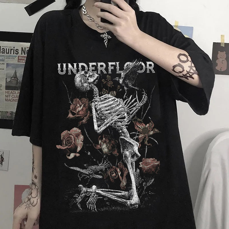 Black Under Floor Skull T-Shirt