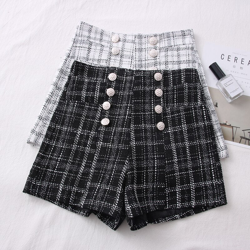 High Waist Tweed Shorts