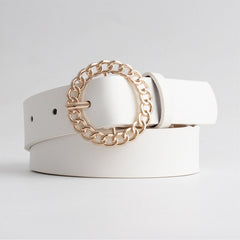 Gold Buckle PU Leather Belt