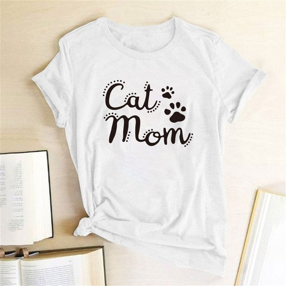 Cat Mom Printed T-Shirt