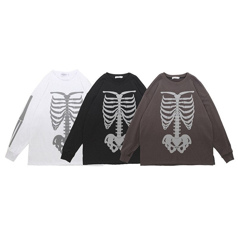 Glow Skeleton Bone Print Sweatshirt