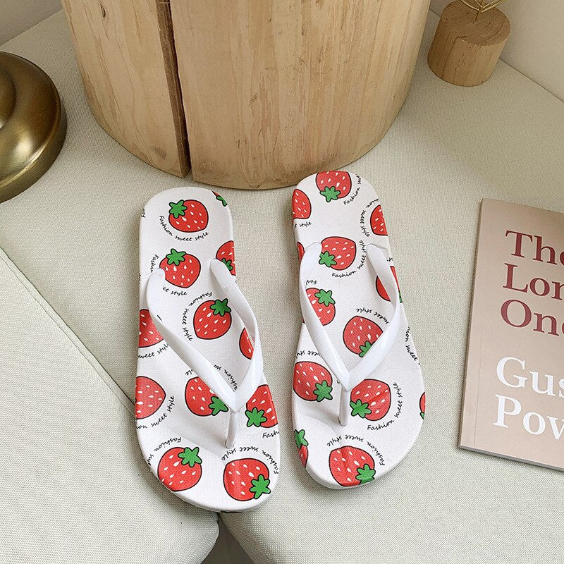 Cartoon Pineapple Strawberry Flip Flops Sandals