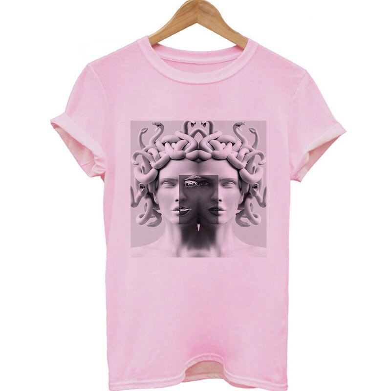 Medusa Sculpture Pink Vaporwave Print  T-Shirt