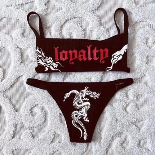 Sexy Funny Gothic Letters Pattern Bikini