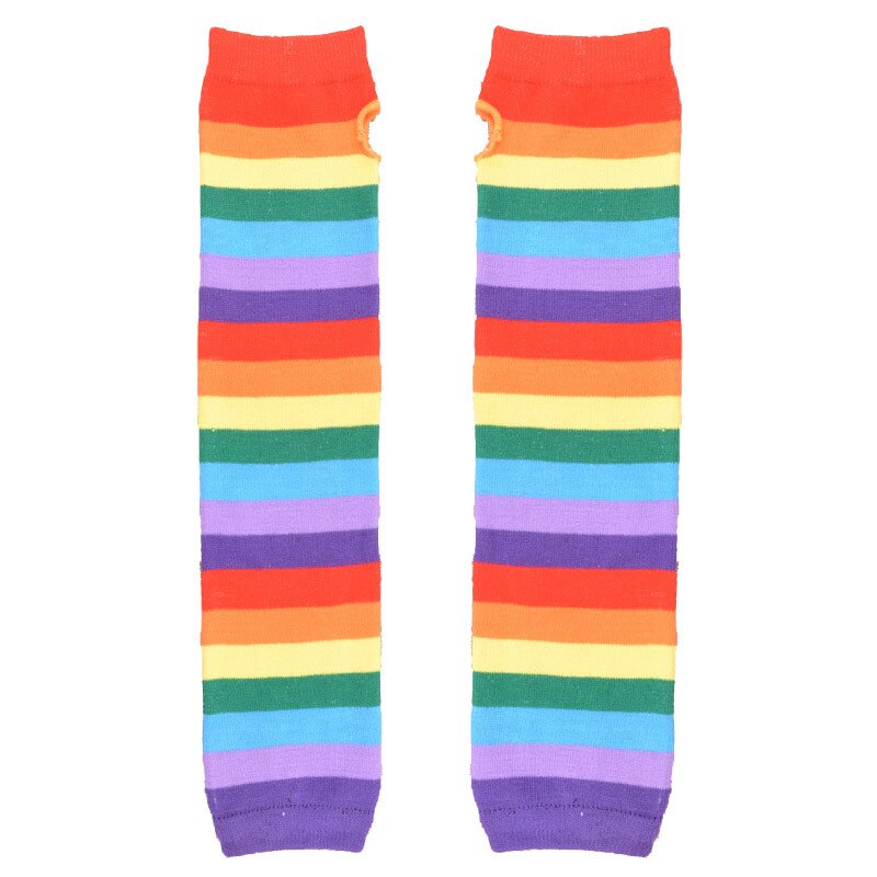 Colorful Rainbow Knee Socks & Arm Warmer Gloves