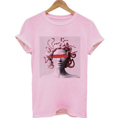 Medusa Sculpture Pink Vaporwave Print  T-Shirt