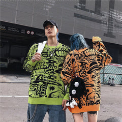 Embroidered HipHop Couple Knitted Sweater