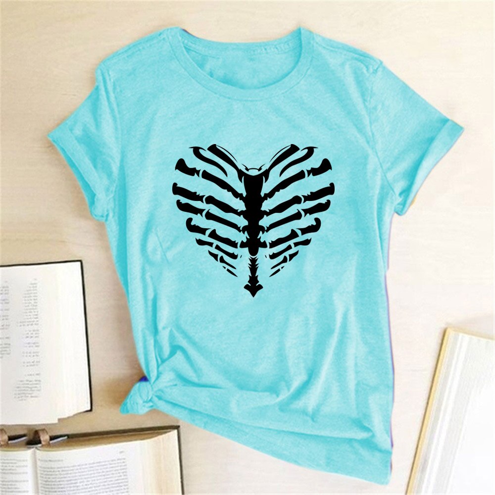 Skeleton Heart Printed T-shirt