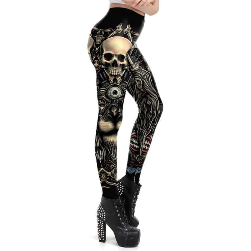 Goth Aesthetic Steampunk Skeleton Legging