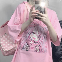 Cute Pink Anime Oversize T-Shirt