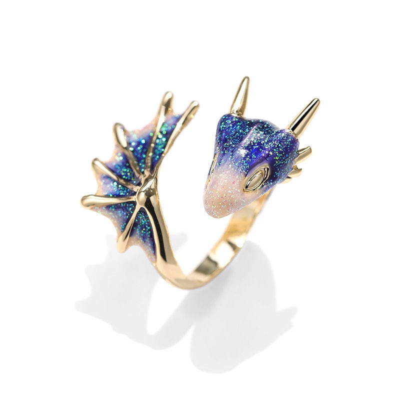 Starry Sky Small Blue Dragon Ring