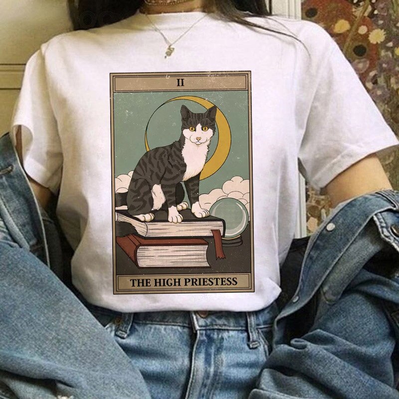 Cat Tarot Card White T-Shirt