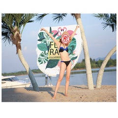 Round Beach Flamingo Towel With Drawstring