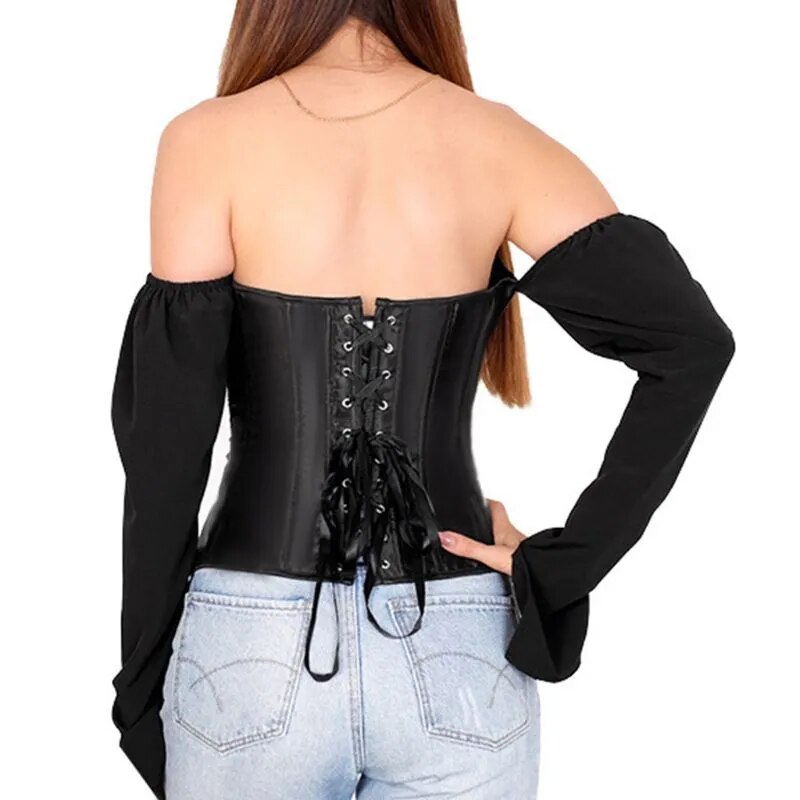 Vintage Shoulder Puff Long Sleeve Corset