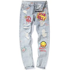 Punk Cool Graffiti Denim Pants