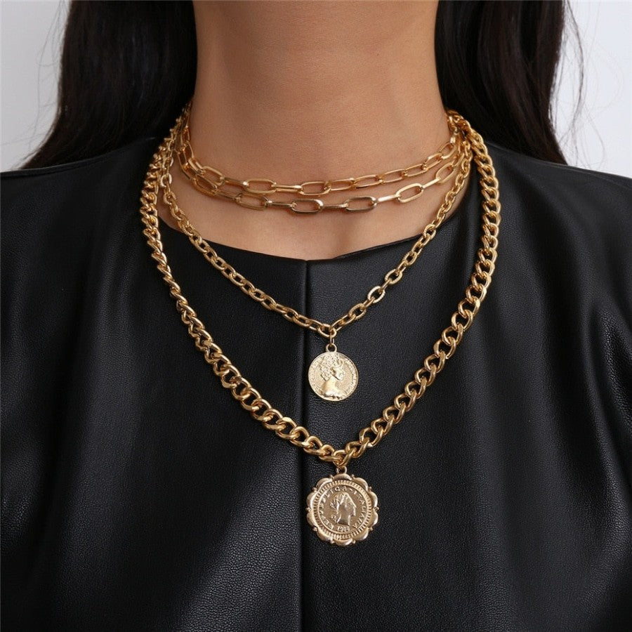 Medal Pendant Coin Chains Necklace