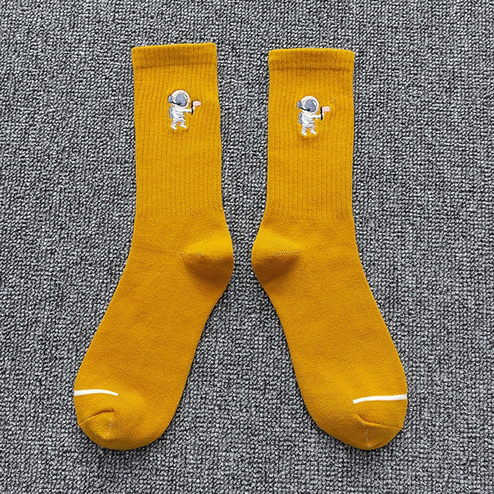 Solid Color Astronaut Socks