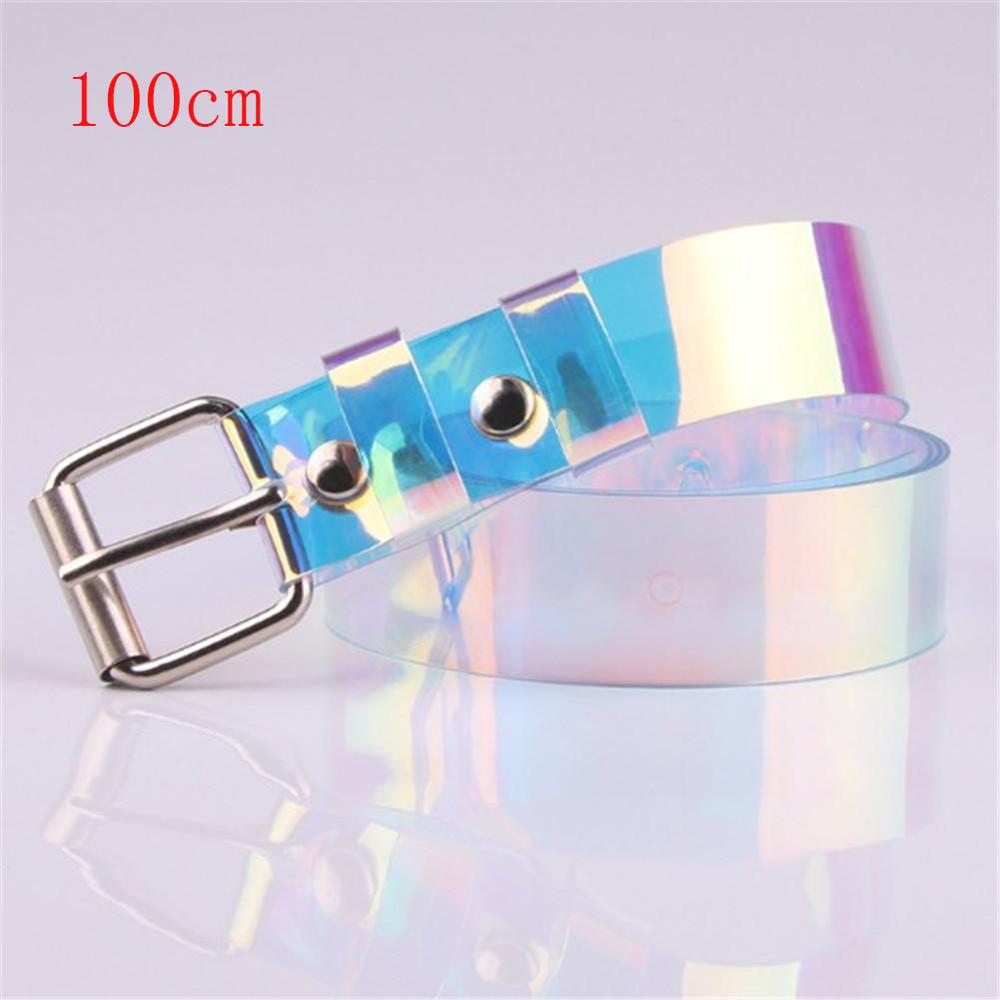 Holographic Clear Metal Pin Buckle Belts