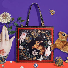 Rabbit And Butterfly Large Capacity Tote Bag