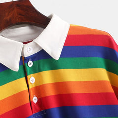 Rainbow Striped Collar Sweatshirt