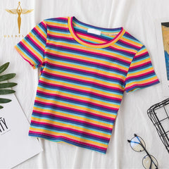 Rainbow Striped Harajuku Tshirt