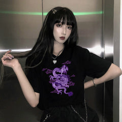 Harajuku Chinese Dragon Loose T-shirt