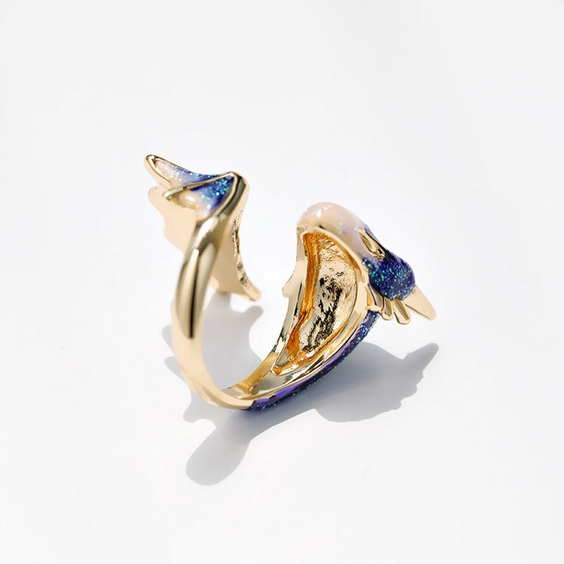 Starry Sky Small Blue Dragon Ring