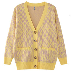 Diamond Pattern Loose Knit Cardigan