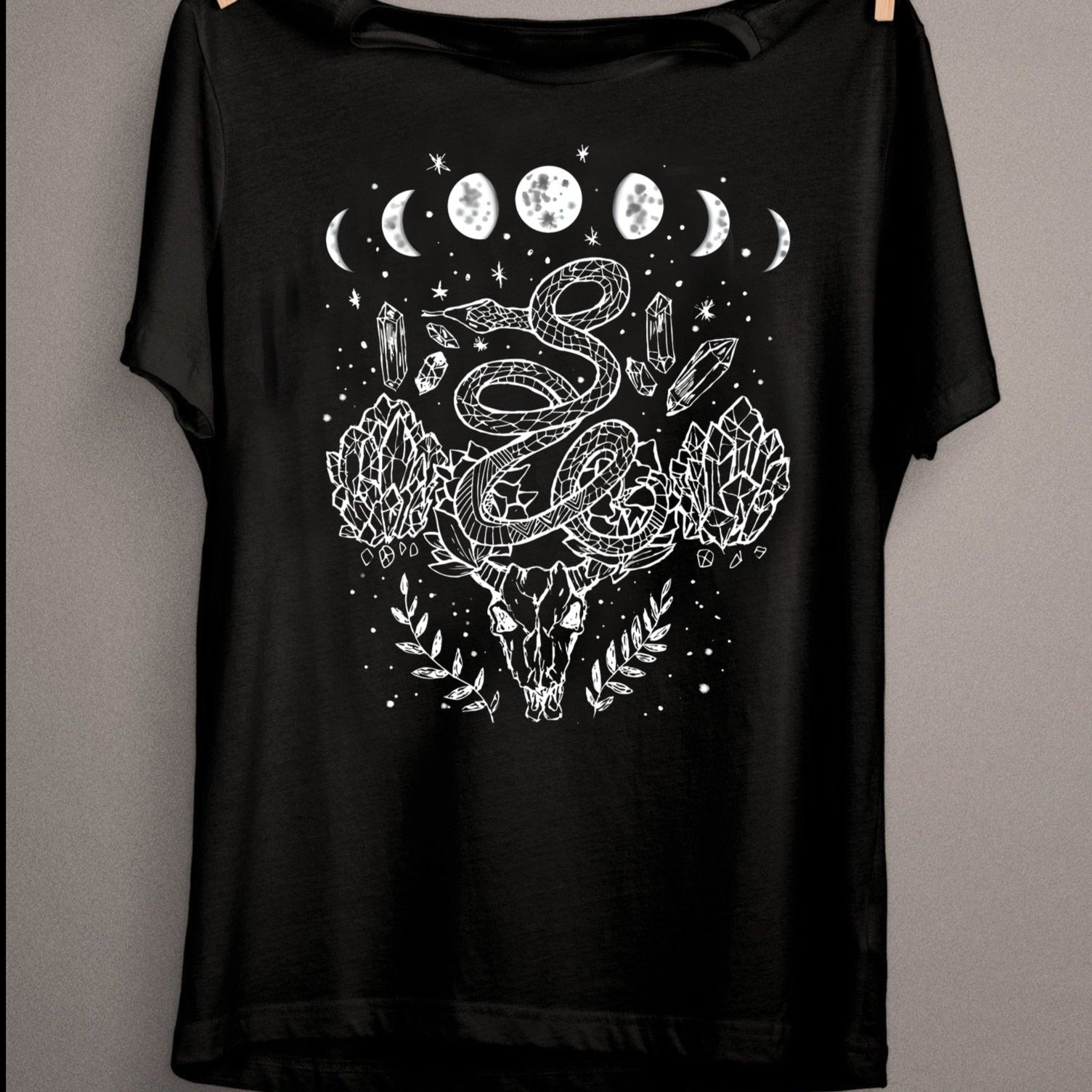 Moon Phases, Snakes, And Crystals T-Shirt