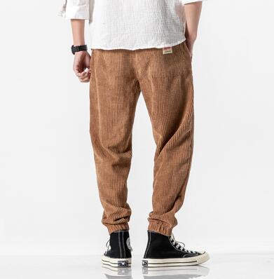 Solid Color Corduroy Ankle Sweatpants