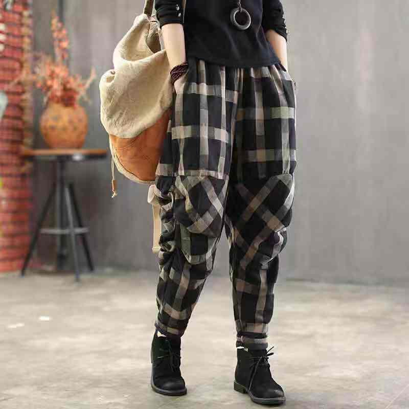 Vintage Checkered Pattern Pants