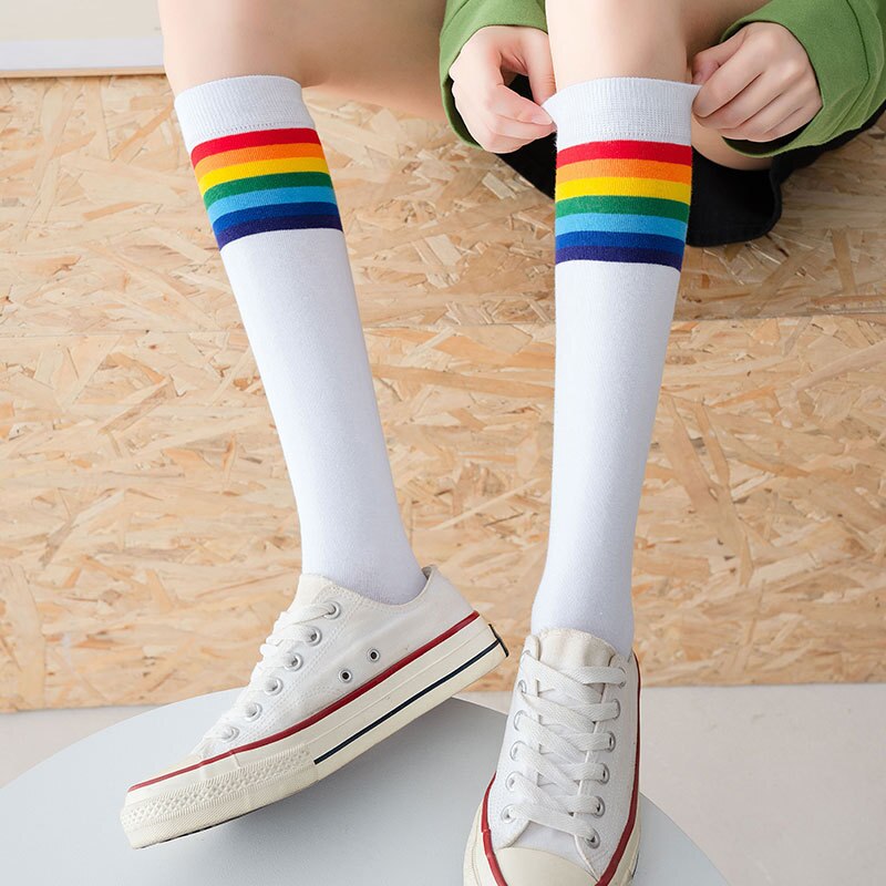 Rainbow Stripe knee Long Socks