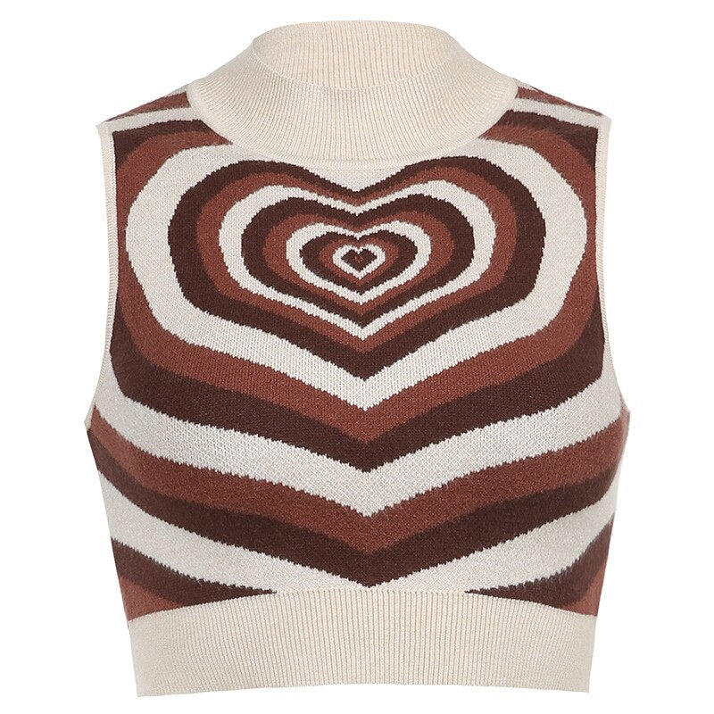 Striped Heart Knitted Vest