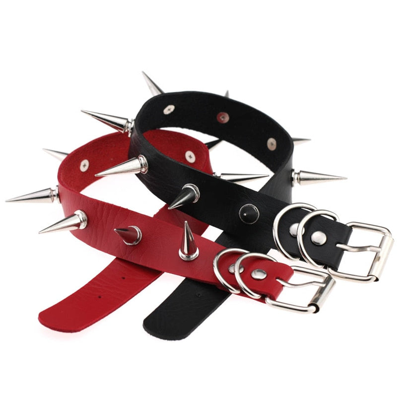 Punk Gothic Leather Spike Collar