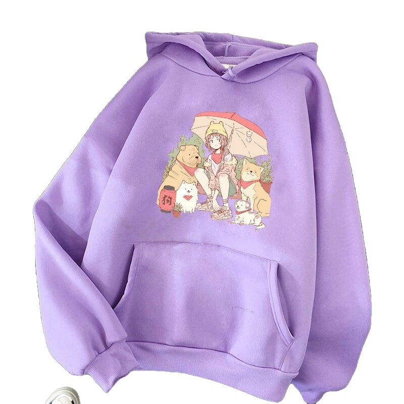 Kawaii Girl Dog Hoodie