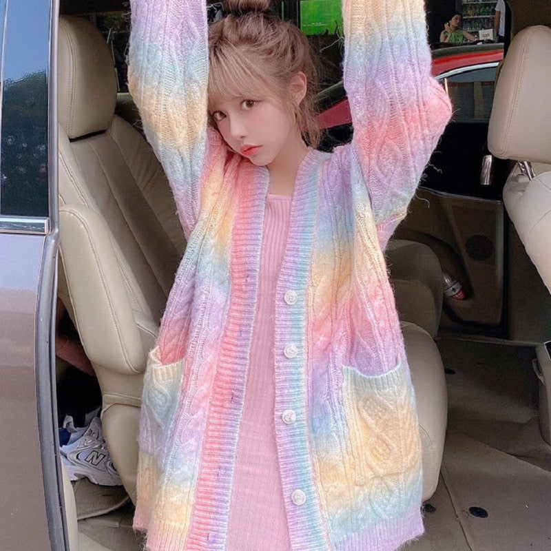 Rainbow Knitted Kawaii Sweater